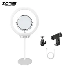 نورپردازی و استودیو سایر Zomei ZM128 Portable 128 LED Ring Light 3200K-5600K Bi-Colour with Mirror and Phone Clamp White 