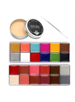 آرایشی صورت سایر SFX Makeup kit Professional Face Body Paint Oil 12 Colors Halloween Special Effects Stage Makeup Fake Wound Scars Wax Oil Painting Set + Spatula Tool 