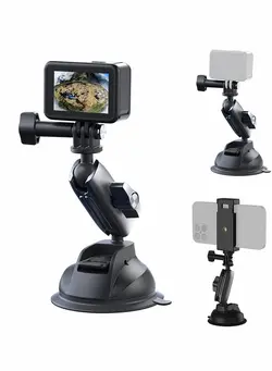لوازم جانبی فیلم‌برداری و عکاسی سایر Aluminum Alloy Suction Cup Mount for G' Hero, for In-sta360, for Osmo Action, for Nikon , and Other Action Camera, 360° Rotation Heavy Duty with 1/4 Thread 