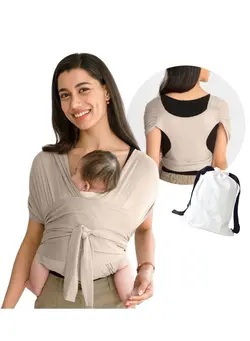 لوازم حمل آغوش Baby Wrap Carrier Summer Mesh Breathable Baby Carrier Easy to Wear Hands-Free Baby Carrier Moisture Wicking Soft Ideal for Newborns and Kids Under 44lbs (Beige) 