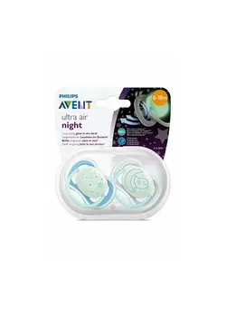 تغذیه و نگهداری کودک پستانک 2-Piece Ultra Air Night Soft Pacifier Set White Blue 