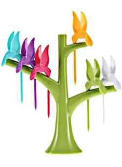 قاشق و چنگال چنگال و ست چنگال Fruit Fork Set Of 6 Forks - Trees Stand Sign Birdie Kids Cartoon Multicolour 