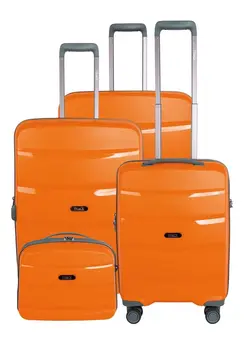 چمدان و ساک مسافرتی ست چمدان Track Hard case Trolley Set of 3 with Beauty Case in Orange Color Includes (Large: 75.5x50.5x30 cm/Medium: 67.5x44.5x25.5 cm/Cabin: 55x38.5x19.5 cm/Beauty Case: 35x28x17.5 cm) 