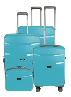 چمدان و ساک مسافرتی ست چمدان Track Hard case Trolley Set of 3 with Beauty Case in Petrol Color Includes (Large: 75.5x50.5x30 cm/Medium: 67.5x44.5x25.5 cm/Cabin: 55x38.5x19.5 cm/Beauty Case: 35x28x17.5 cm) 
