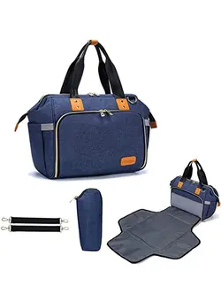 چمدان و ساک مسافرتی کیف مسافرتی Diaper Mummy Bag Tote with Bottle Case and Changing Pad(Blue) 