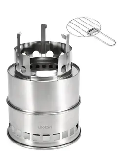 لوازم پخت  و پز ظروف آشپزی Folding Camping Stove Outdoor Cooking Wood Burning Stove Grilled Net Set 14*9*14cm 