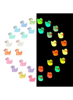 عروسک و لوازم  جانبی سایر 100Pcs Mini Resin Ducks Luminous Resin Ducks Tiny Ducks Bulk Glow In The Dark Miniature Figures Ducks For Diy Garden Landscape Dollhouse Ornament Potted Home Decorations (10 Colors) 