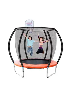 بازی‌های فضای باز و تجهیزات پارک ترامپولین 6ft/8ft Sports Trampoline Park With Basketball Frame And Enclosures Round Outdoor Jumping bed Safety Enclosure Net Ladder 