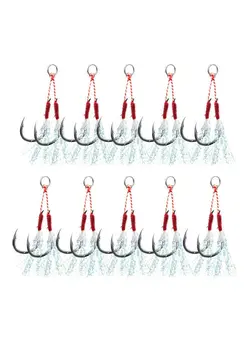 ماهیگیری تجهیزات ماهیگیری 10-Piece Stainless Steel Fishing Double Hook Set 