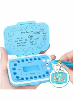 تغذیه و نگهداری کودک پستانک Baby Teeth Save Box, Teeth Box Save Organizer for Baby Kids, Tooth Box Children in Souvenir Gift (Boy) 