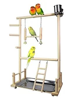 لوازم جانبی سایر Double Layer Parrot Play Gym With Ladder Feeder Cup Playground 