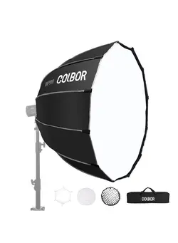لوازم جانبی فیلم‌برداری و عکاسی اکسسوری حرفه‌ای Parabolic Softbox, COLBOR BP90 90cm/35.4inch Quick Set up Quick Release Parabolic Softbox with Diffusers Honeycomb Grid for COLBOR CL220/CL330 Series and Other Bowens Mount Light 