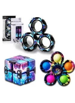 گجت، فیجت و سرگرمی اسپینر Fidget Toys For Adults Fidget Cube Magnetic Rings Toys For Kids Pack, Fingears Toys Adhd Figit Toy Cool Fidgets Packs For School, Fidgits Gifts For Teens/Adult With Anxiety At Work 