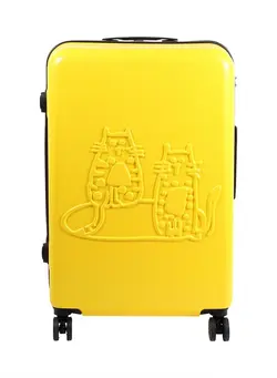 چمدان و ساک مسافرتی چمدان تک Lightweight Cats Design Carry On Luggage with Spinner Wheel and Lock System Yellow 24-Inch 