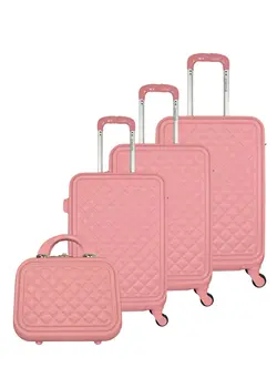 چمدان و ساک مسافرتی ست چمدان 3-Piece Luggage Trolley Set With Briefcase Pink 