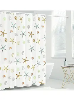 حوله و لوازم حمام سایر Shower Curtain Liner, 72 Inch Waterproof PEVA Shower Curtain Liners with Metal Grommets and 12 Plastic Hooks Thick Bathroom Plastic Shower Curtain Liner, Creative Starfish Printing Curtain 
