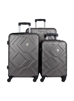 چمدان و ساک مسافرتی چمدان تک Trolley Luggage Set of 3 PCS  ABS Hard Side Spinner Wheels Dark Grey 