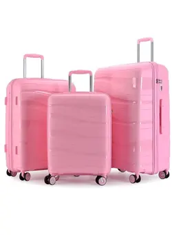 Luggage Set Suitcase Unbreakable Spinner Hardshell Lightweight TSA Lock Luggage Sets with PP Material, Luggage Sets Hardside With Spinner Wheels pink colour 