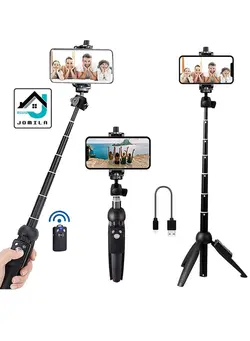 لوازم جانبی فیلم‌برداری و عکاسی سایر Portable 40 Inch Aluminum Alloy Selfie Stick Phone Tripod with Wireless Remote Shutter Compatible with iPhone 13 12 11 pro Xs Max Xr X 8 7 6 Plus, Android Samsung Smartphone 
