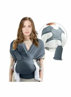 لوازم حمل آغوش Baby Wrap Carrier Slings, Adjustable Newborn to Toddler Original Stretchy Infant Sling, Perfect for Babies and Children up 35 lbs (New Gray) 