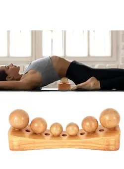 Muscle Release Tool Wood Therapy Massage Tools Lumbar Massage Relax Muscles for Release Neck Back Pain Trigger Point Physical Therapy with 6 Massage Head 