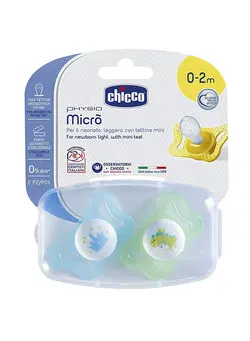 تغذیه و نگهداری کودک پستانک Physio Micro Soother, 0-2 Months, Pack Of 2 - Clear/Blue/White 