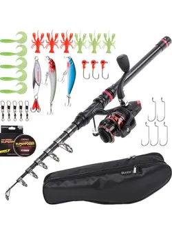 ماهیگیری چوب ماهیگیری Blusea Fishing Rod and Reel Combo Carbon Fiber Telescopic Fishing Rod    28032-T5A-240 50*11.5*15cm 