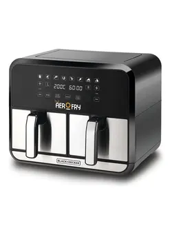 سرخ‌کن سرخ‌کن بدون روغن Digital Dual Zone Air Fryer 1700W 4L+4L Capacity With Rapid Hot Air Circulation For Frying, Grilling, Broiling, Roasting, and Baking 2 Year Warranty 8.0 L 1700.0 W DZAF1700-B5 black silver 