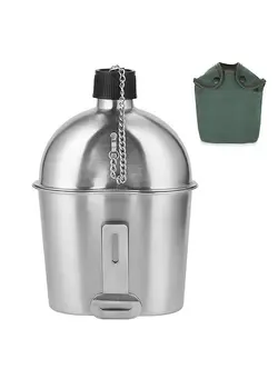 لوازم پخت  و پز ظروف آشپزی Stainless Steel Military Canteen Cup Set with Cover Bag for Outdoor Camping Hiking Backpacking 