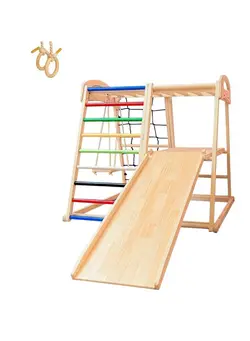 اسباب‌بازی‌های کودک و نوپا سایر 6 in 1 Solid Wood Children's Climbing Frame. Indoor Toddler And Kids Indoor Gym Playground. Rock Climbing Slide Swing Combination. Double-Sided Slide Board (Climbing/Slide) 