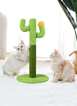 بازی‌های فضای باز و تجهیزات پارک سایر Cat Scratching Post Tree For Indoor Cactus Cat Scratcher Made of Natural Sisal with Teaser Ball Toy for All Ages Kittens and Adults 
