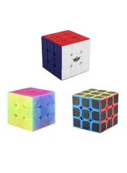 پازل سایر Speed Cube Set Jelly Speed Cube 3X3X3 Carbon Fiber Cyclone Boys 3X3 Stickerless Magic Cube Bundle Puzzle Toys 