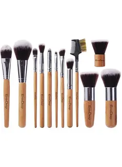 آرایشی صورت سایر 12 Pieces Makeup Brush Set Professional Bamboo Handle Premium Synthetic Kabuki Foundation Blending Blush Concealer Eye Face Liquid Powder Cream Cosmetics Brushes Kit With Bag 
