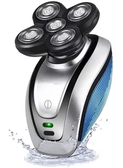 مردانه ماشین اصلاح Electric Razor Bald Head Shaver Men Rotary Cordless Hair Clippers Nose Hair Trimmer Waterproof USB with 4D Floating 5 Razor Head 