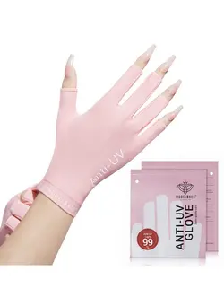 ناخن سایر Uv Gloves For Nails Premium Upf99+ Uv Protection Gloves For Uv/Led Gel Nail Lamp Manicure Nail Art Skin Care Fingerless Anti Uv Glove Protect Hands From Uv Harm (Pink) 