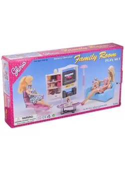 عروسک و لوازم  جانبی اکسسوری عروسک Doll House Furniture Family Room Tv Couch Ottoman 