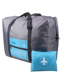 چمدان و ساک مسافرتی ساک مسافرتی Foldable Waterproof Travel Duffle Bag With Small Case Grey/Blue 