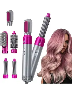 اتو مو فر کننده Hair Dryer,Hot Air Blower Styler & Volumizer 5 in 1 Hair Brush,Electric Hair Curler,Multifunctional Hair Dryer Styling Tool,Negative Ion Blow Dryer Brush for Women Girl Gift 