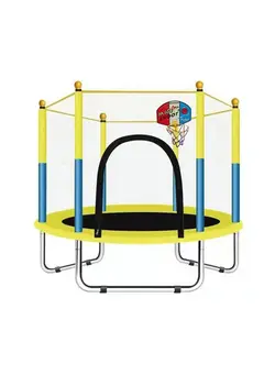 بازی‌های فضای باز و تجهیزات پارک ترامپولین 5.5 Feet Waterproof Breathable Full Enclosured Portable Jumping Trampoline With Basketball Hoop 140x140x120cm 
