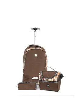 کیف، کوله‌پشتی و چتر چتر yuchen Wires 3pcs School Bag Trolley Big Wheel Brown With Lunch Bag and Pencil Case(31x48x22)cm 