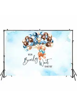 نورپردازی و استودیو سایر Bear Theme Baby Shower Backdrop We Can Bearly Wait To Meet You Baby Background Pastel Blue Neutral Teddy Bear Boy Baby Shower Banner Flying Bear Balloons Dessert Table Mural Poster 7'X5' 