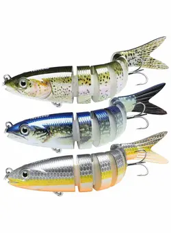 ماهیگیری طعمه و قلاب Bass Fishing Lure Topwater Lures with VMC Hook, Long Cast Premium Bait Knock Rattle Multi Jointed Swimbait Lifelike Hard Trout Perch Slow Sinking Swimming 
