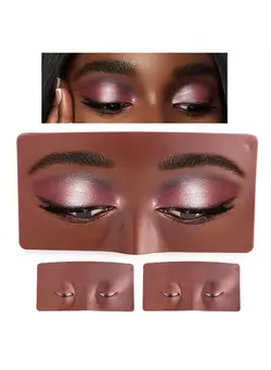 آرایشی صورت سایر Makeup Practice Face, Bueuo 2 Pcs Makeup Practice Board Makeup Mannequin Face 3D Realistic Pad for Makeup Artist Makeup Beginner Self-taught or Professional Enthusiasts 