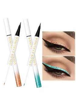 ابرو و چشم سایر 2 In 1 Glitter Liquid Eyeliner Makeup Pen 2Pcs Sparkling Shimmer Eye Liner Pen Metallic Satin Finish Colorful Sparkle Eyeshadow Pen Waterproof Smudge Proof Longlasting High Pigmented (05 &06 ) 