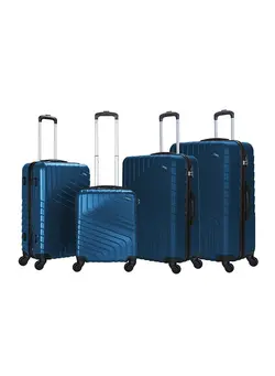 4 Pack of Hard Side Rotating Number Locked Luggage Trolley 