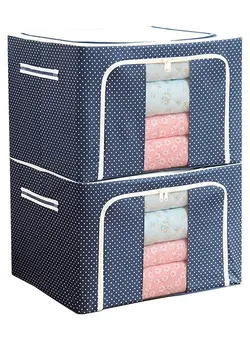 چمدان و ساک مسافرتی ست چمدان 2pcs Storage Boxes Clothes Storage Container Set Oxford Cloth Closet Organizer Boxes With Steel Frame, Easy to Fold with Sturdy Zipper,Storage for Clothes,Bed ,Blankets,Bedding,Pillow 