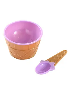 ظروف و لوازم سرو غذا کاسه Plastic Ice Cream Bowl Cup With Spoon Purple/Brown 