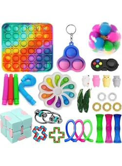 گجت، فیجت و سرگرمی پاپ ایت 30-Piece Non-Toxic Silicone Sensory Fidget Stress-Relieve Novelty Toys Set 
