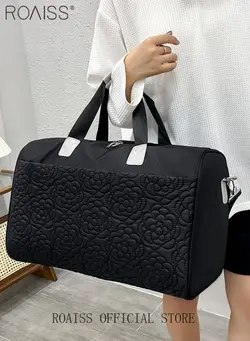 Floral Travel Duffel Bag Large Capacity Lightweight Waterproof Oxford Fabric Multipurpose Shoulder Luggage Bag for Fitness Sports Training Trip for Unisex 