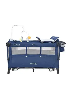 Miila Travel Cot Park Full Set Baby Bassinet Beside Sleeper,Baby Travel Crib,Adjustable Portable Baby Bed,With Mosquito Net,Portable Playard With,Changing Table And Musical Mobile Toys Navy 